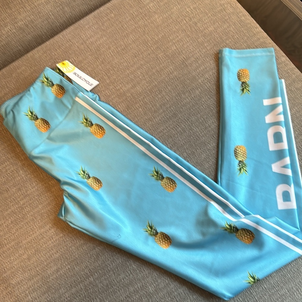 NWT Soulcycle x Goldsheep Blue Pineapple Print Leggings - Picture 3 of 7